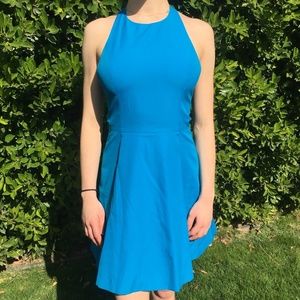 Blue open back dress